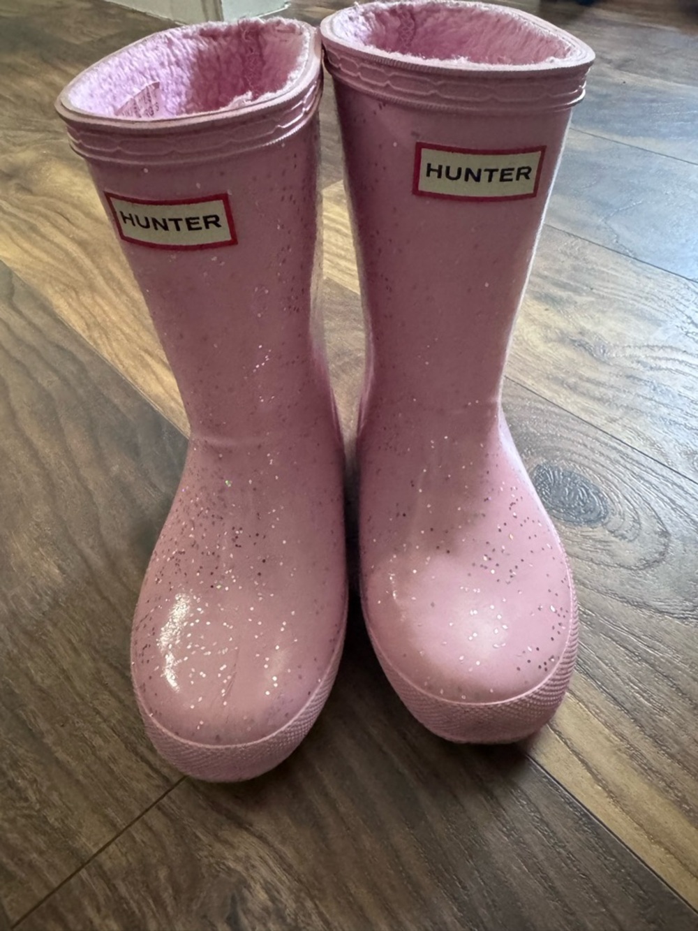 Hunter Pink Glitter Kids Rain Boots